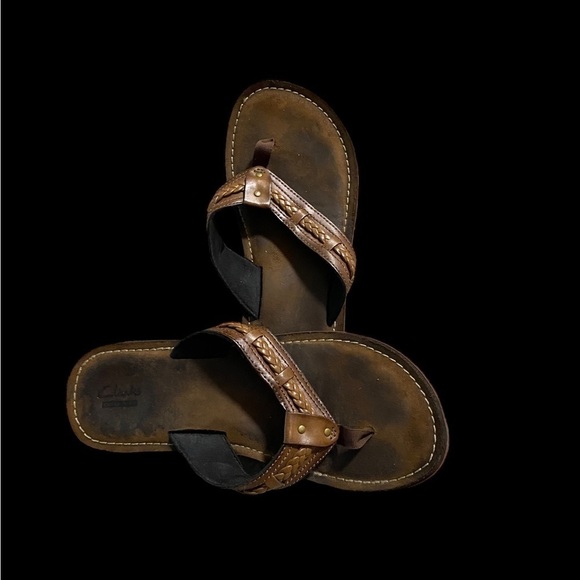 Clarks Women's Thong FENNER NERICE Honey Slip-on Flip Flop Sandal Shoes Size 9 - Picture 11 of 14